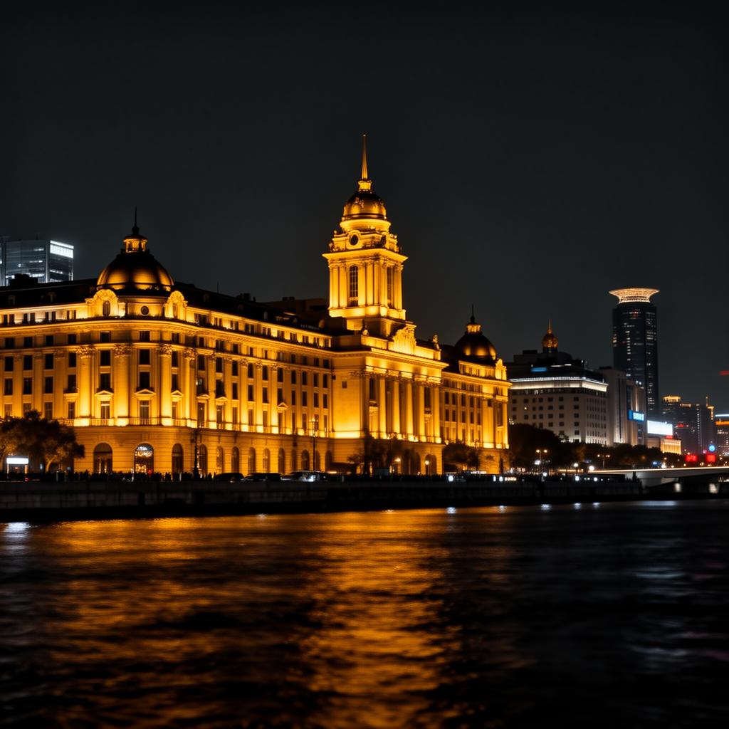 The Bund em Xangai à noite